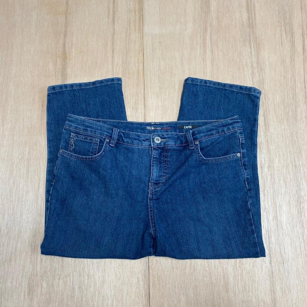style and co women cropped jeans blue 14p